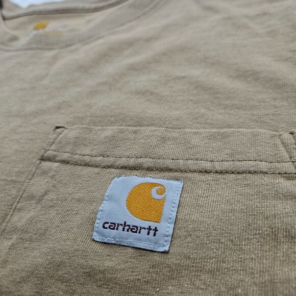 Carhartt Pocket Tee Shirt, Size Large, Tan Beige Brown Work, Preowned - Picture 2 of 4